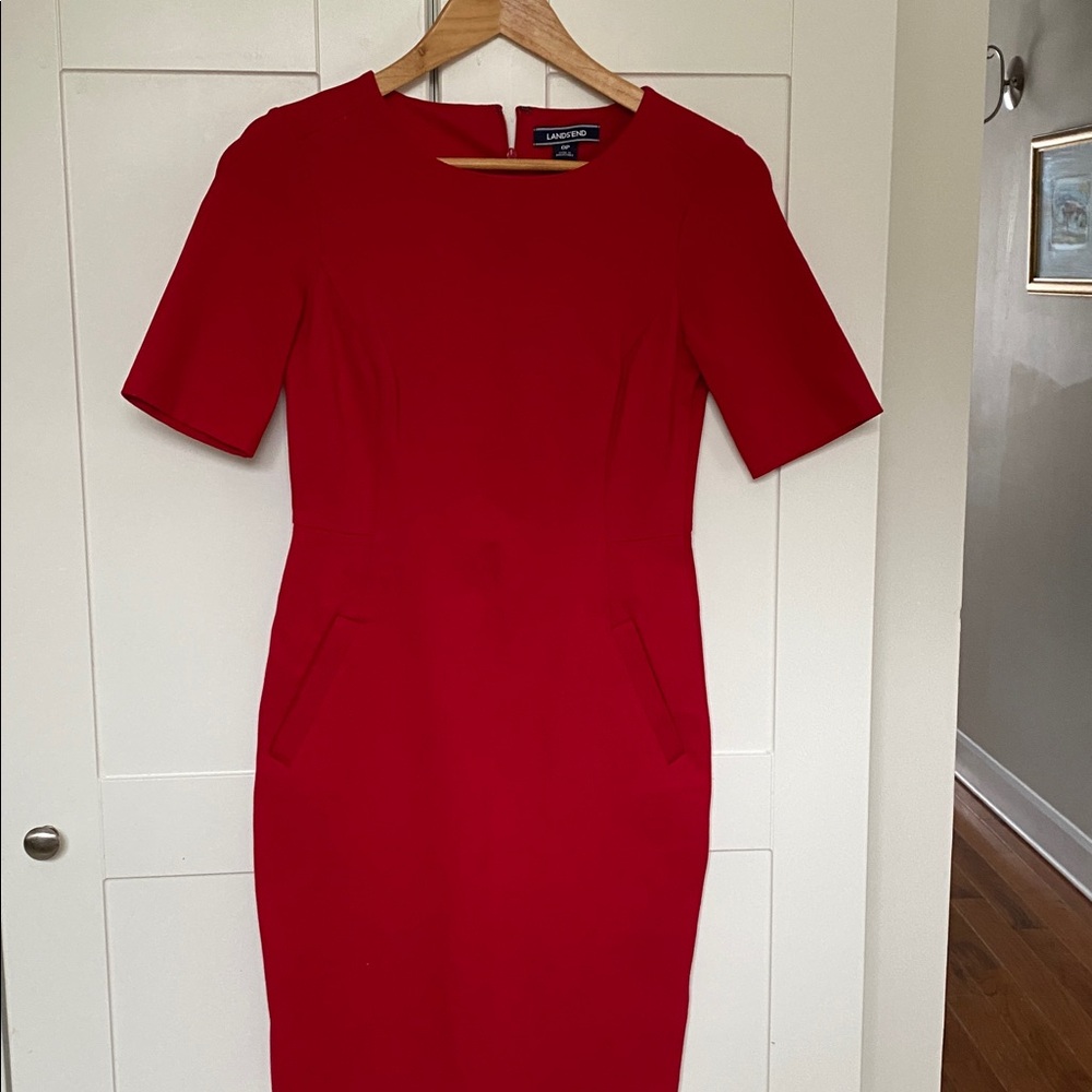 Lands' End Bold Red Midi Dress